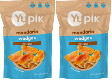 Yupik Dried Mandarin Wedges, 5 Oz, Kosher, Tangerine Wedges, Orange Dried Fruits, Tangy & Chewy Snacks (Pack of 2)