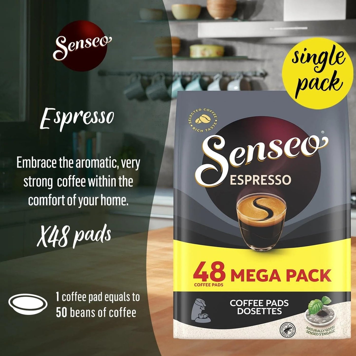 Douwe Egberts SENSEO Espresso Coffee Pods, 48 Count, Original Version, Model SYNCHKG057434