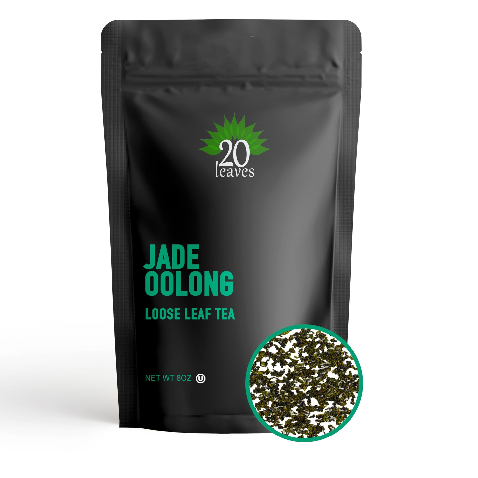 Jade Oolong - Loose Leaf Green Tea Ti Kuan Yin -  Lb Pouch - 8Oz Resealable Bag - 1 Pack