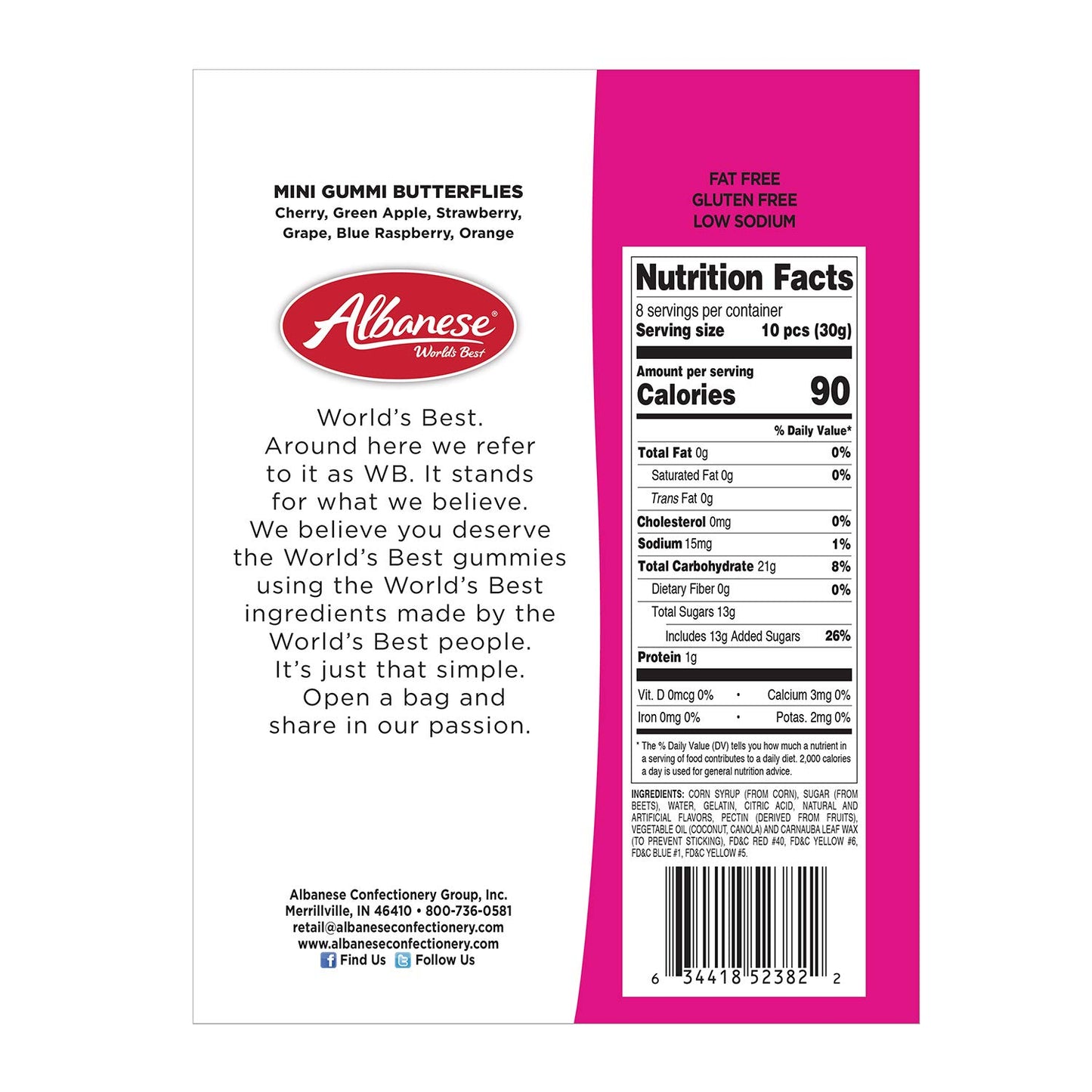 Albanese Worlds Best Mini Gummi Butterflies | 9oz of Candy | Gluten Free, Fat Free, Soft and Chewy Gummy Rings | Perfect for Pa