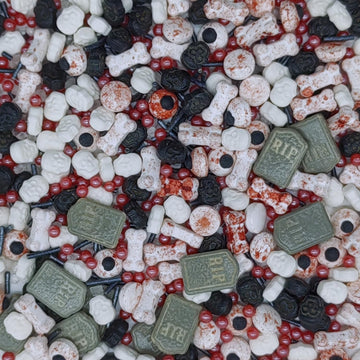 Halloween Sprinkles Gravestones & Bones & Eyes & Skull Topper Edible Themed Sprinkles For Cookie Decorating, Chocolate Desserts,