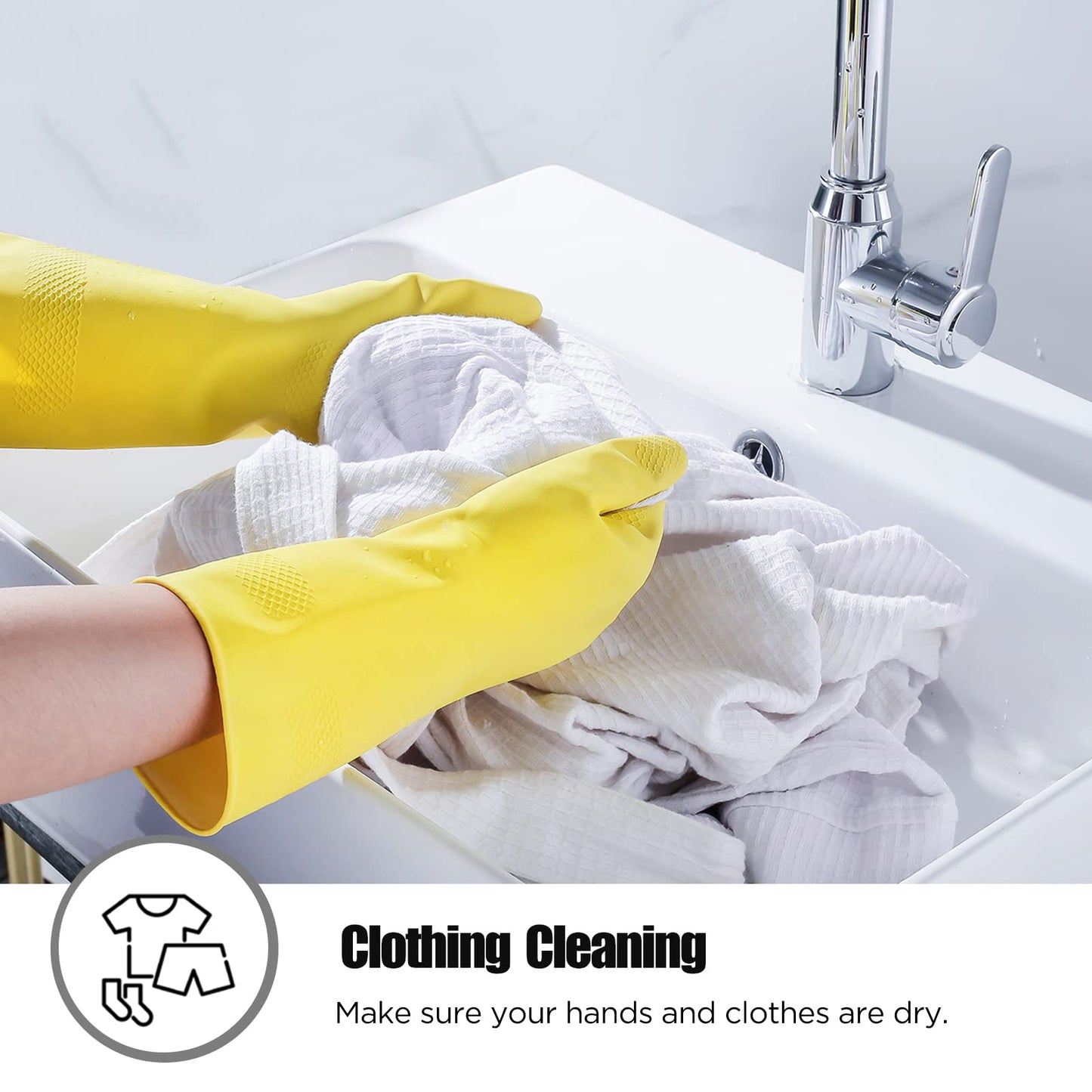Rubber Gloves Dishwashing 2 Pairs For Kitchen,Cleaning Gloves For Household Reuseable.(Small,Yellow)