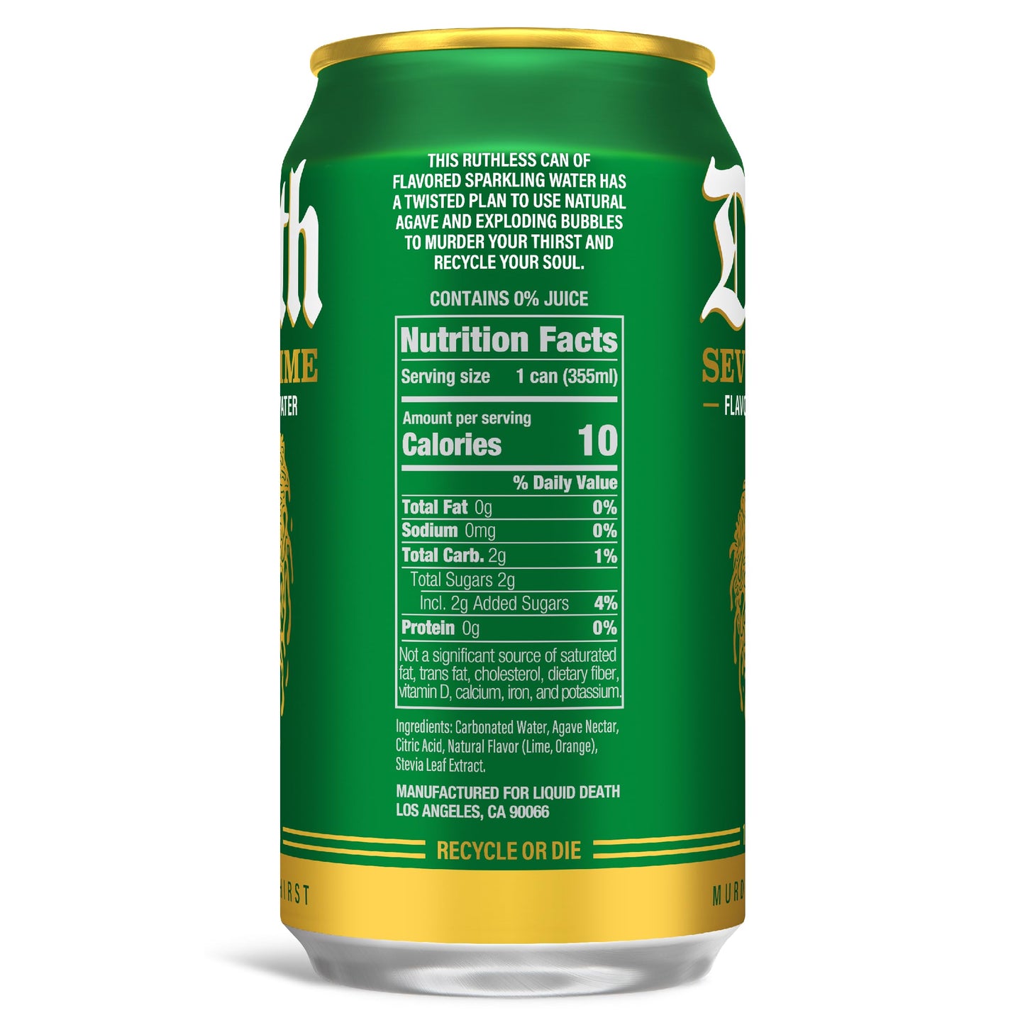 Liquid Death Sparkling Water, Severed Lime Flavor, 12 oz Cans, Pack of 12, Low Sugar, No Artificial Sweeteners