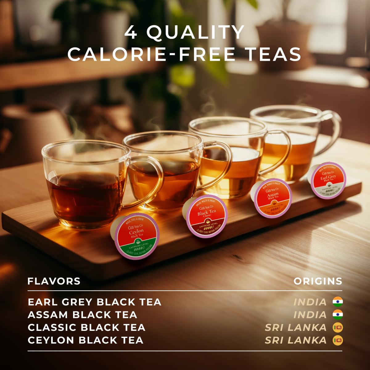 Gya Tea Co Caffeinated Black Tea Pod Variety Pack - Smooth, Flavorful, 16 Count