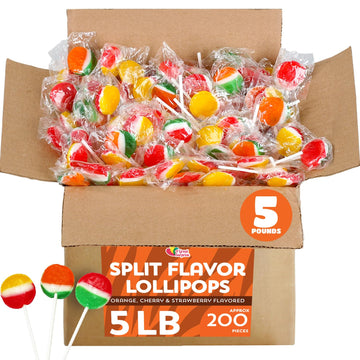 Bulk Lollipops - 5 Pounds - Suckers And Lollipops For Kids - Classic Lollipops - Flat Round Candy Pops Individually Wrapped