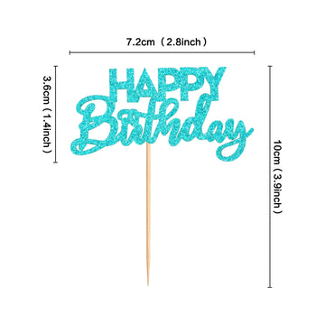 Ercadio 24 Pack Cupcake Toppers, Paper, 8 Colors, Happy Birthday Picks for Kids Party, Baby Shower, Anniversary Cake Decorations