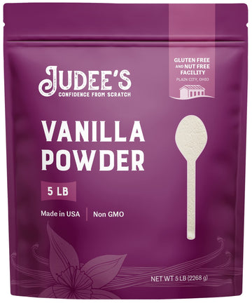 Judee's Premium Vanilla Powder 5 lb - Non-GMO and Made in the USA - Gluten-Free and Nut-Free - Add Extra Vanilla Flavor to Baked