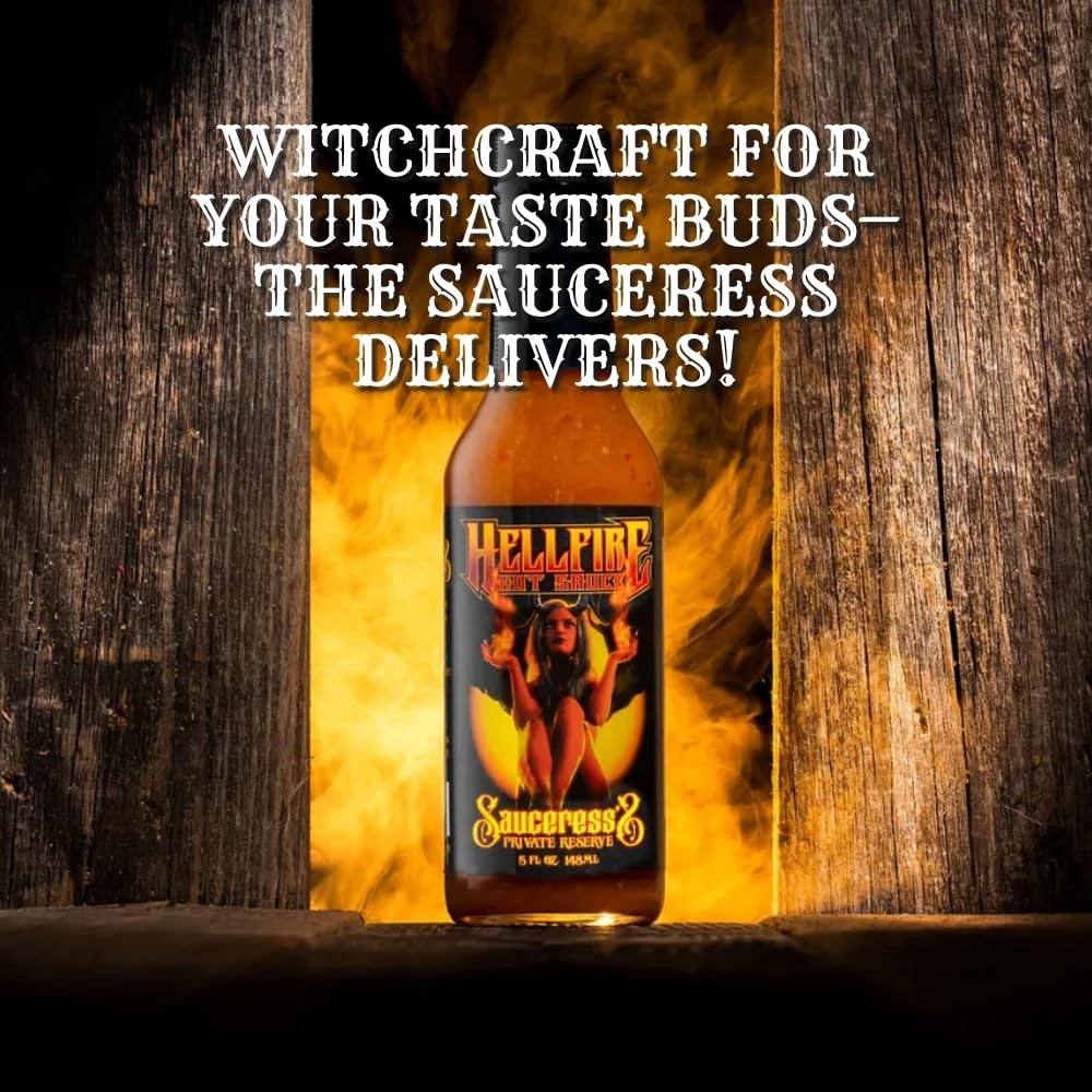 Hellfire Hot Sauce The Sauceress - Natural Gourmet Hot Sauce With Fruit And Honey, 5 Oz.