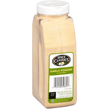 Spice Classics Garlic Powder, 16 Oz - One 16 Ounce Container Of Garlic Powder, Best To Flavor Vegetables, Grilled Meats, Salads, Dressings And More