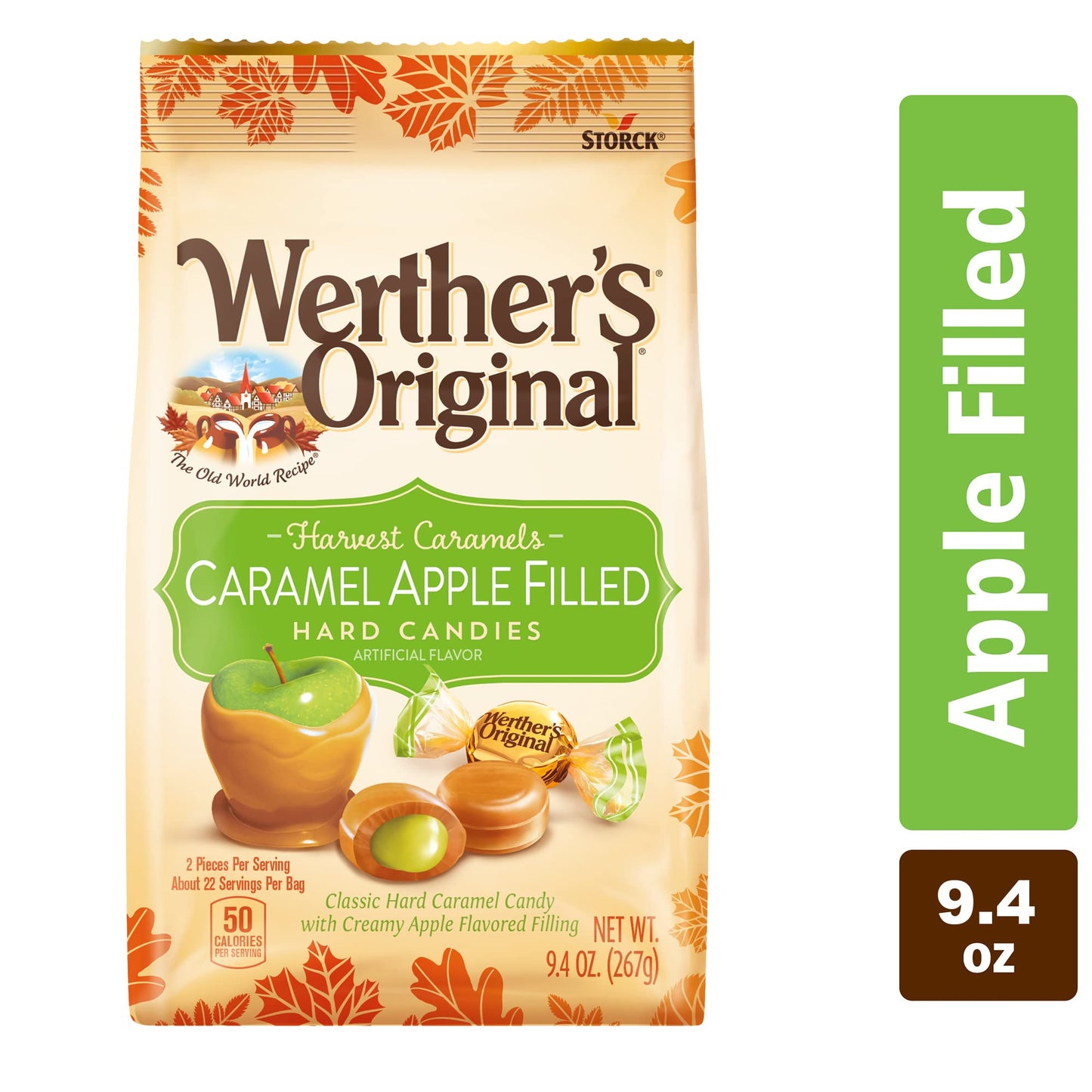Werther's Original Hard Apple Filled Caramel Candy, 9.4 Oz - Sweet Treat for Candy Lovers, Perfect for Sharing or Snacking