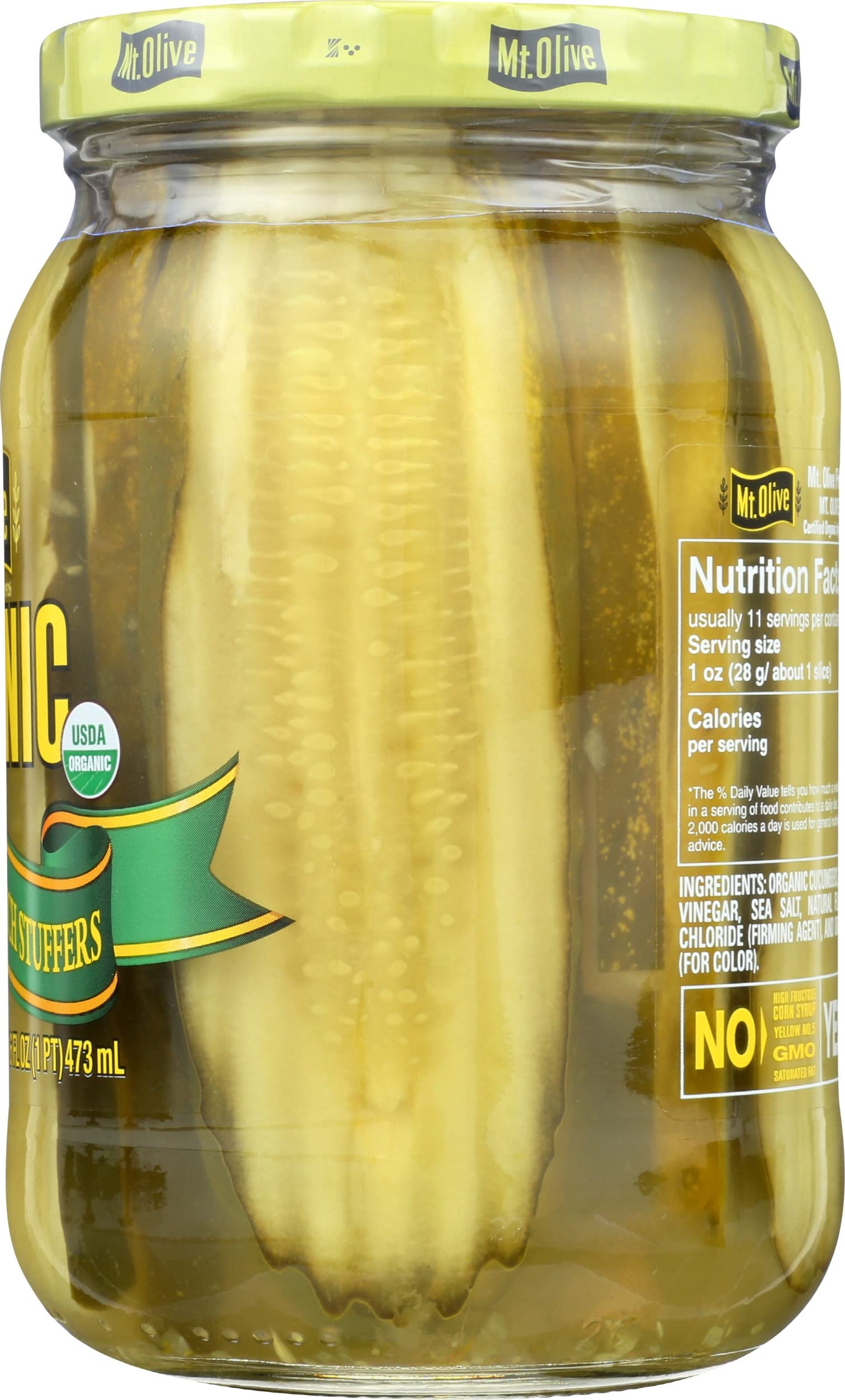 Mt. Olive Organic Dill Sandwich Stuffers, 16 Fl Oz - Perfect for Pickling and Snacking