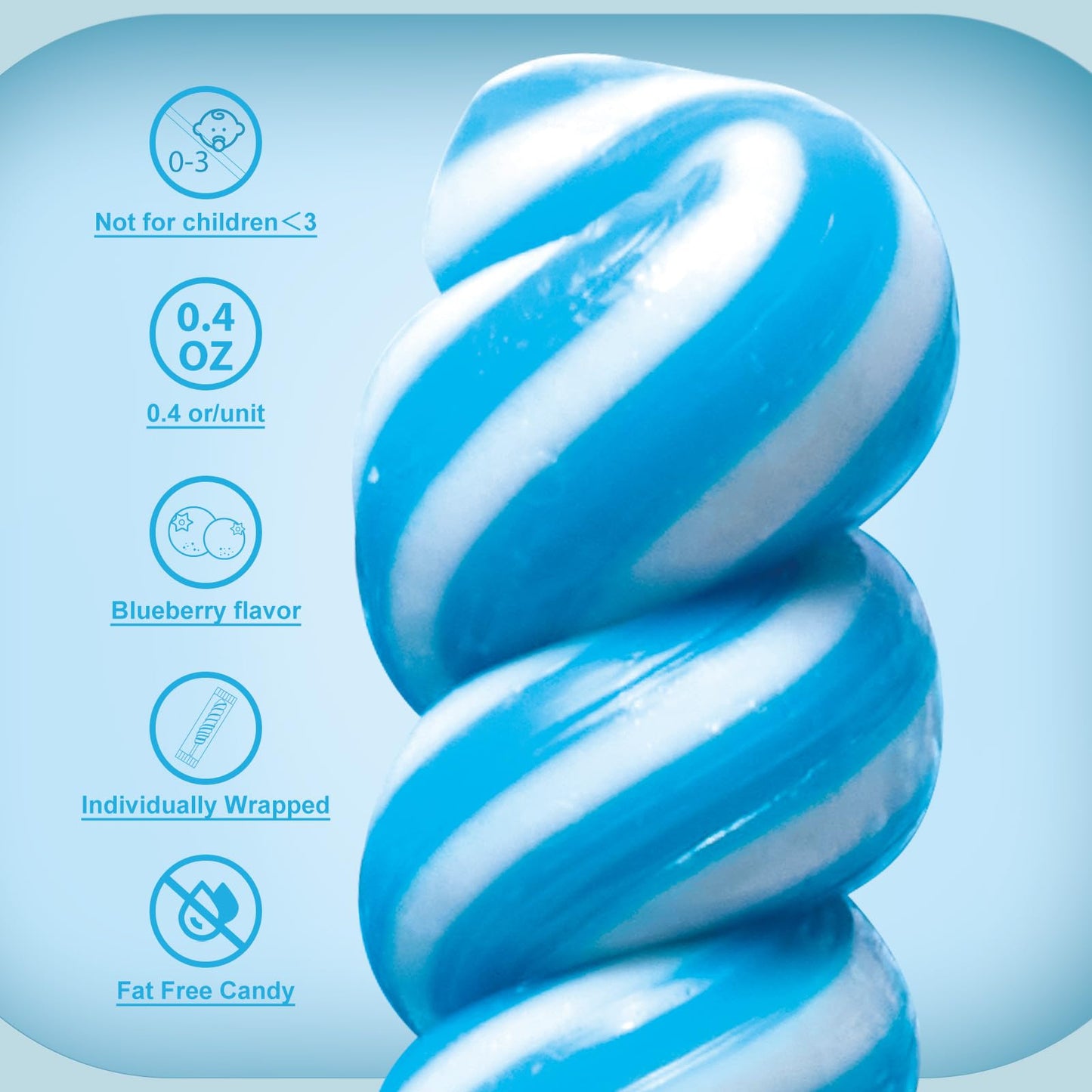 Rainbow Twist Lollipops Individually Wrapped Bulk, Twisty Lollipop, Kid'S Lollipops Candy For Birthday Party,Blueberry Flavor 15