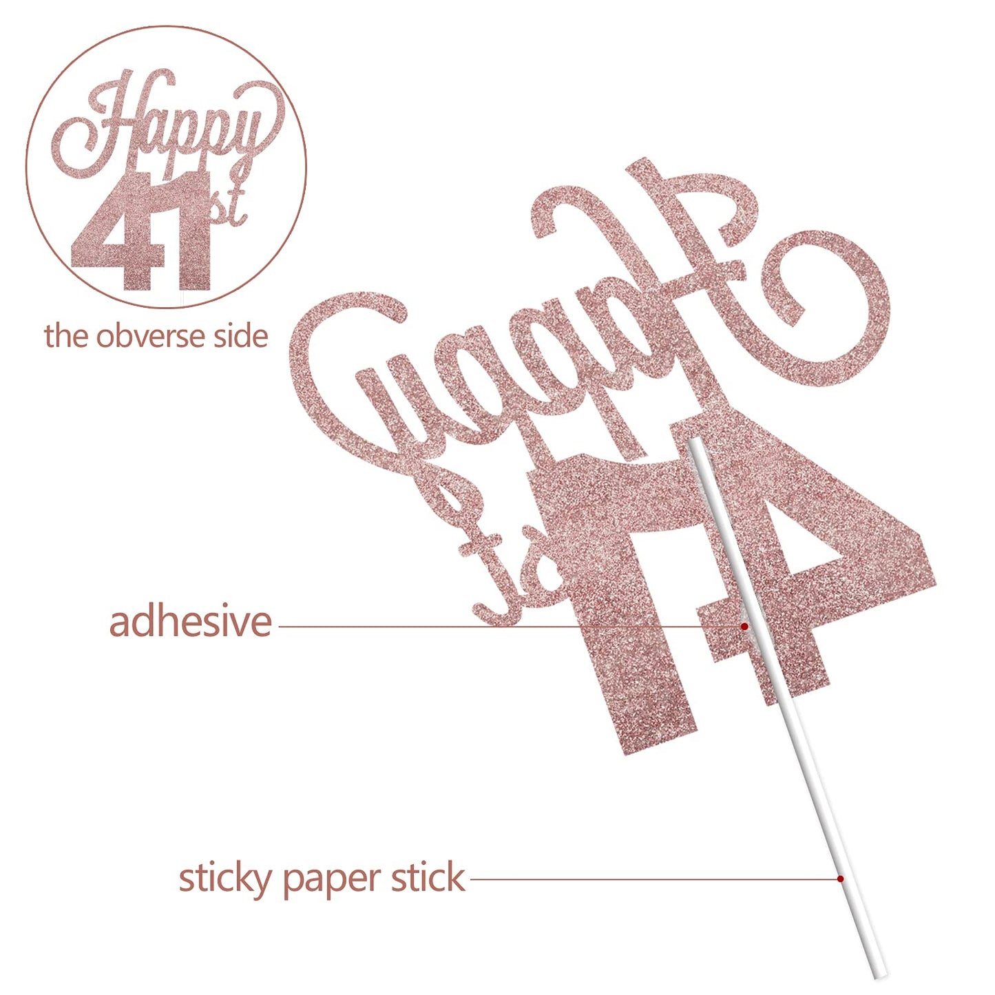 Lingteer Happy 41St Birthday Cake Topper - Cheers To 41St Birthday 41 Years Old Birthday Party Cake Decorations Sign.