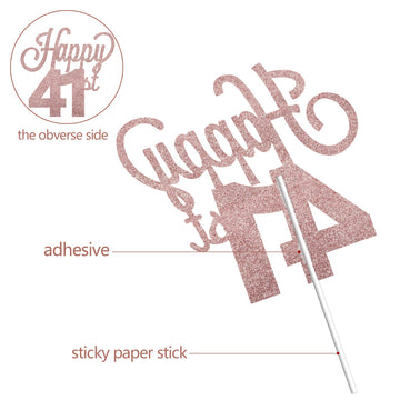 Lingteer Happy 41St Birthday Cake Topper - Cheers To 41St Birthday 41 Years Old Birthday Party Cake Decorations Sign.