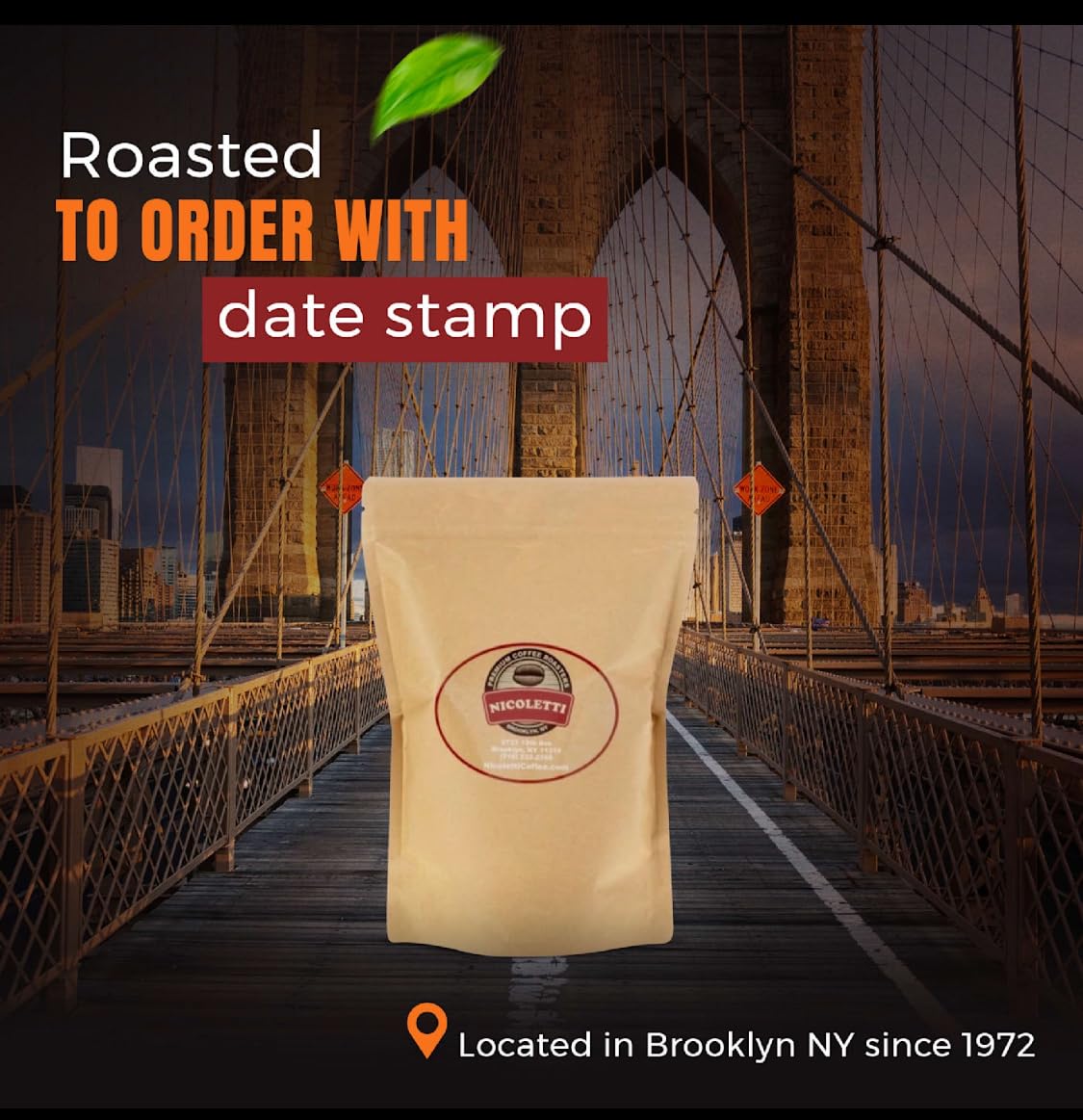 Nicoletti Coffee Old School 1972 Espresso Roast 12oz Whole Beans (Made in Brooklyn NY since 1972) Fresh roasted with date.