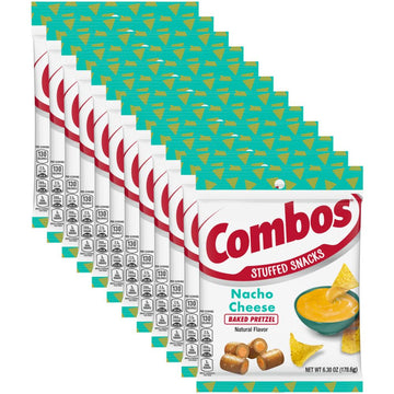 COMBOS Cheese Snacks - Nacho Cheese Snack Packs, Baked Cracker Snack, 6.3-Ounce Bulk Bag (Pack of 12)
