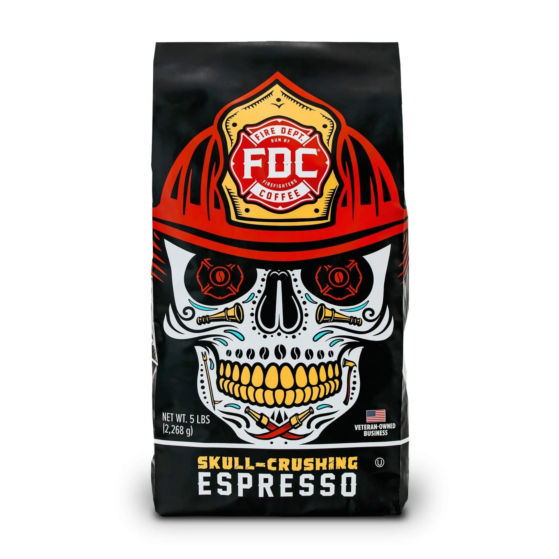 Fire Department Coffee Espresso Beans - Full-Bodied & Bold - 5 LB Bulk - Veteran Owned - Roasted in the USA