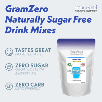 Gramzero All Natural Blue Raspberry Zero Calorie Sugar Free Drink Mix, Great For Nutrition Club Loaded Tea, Stevia Sweetened