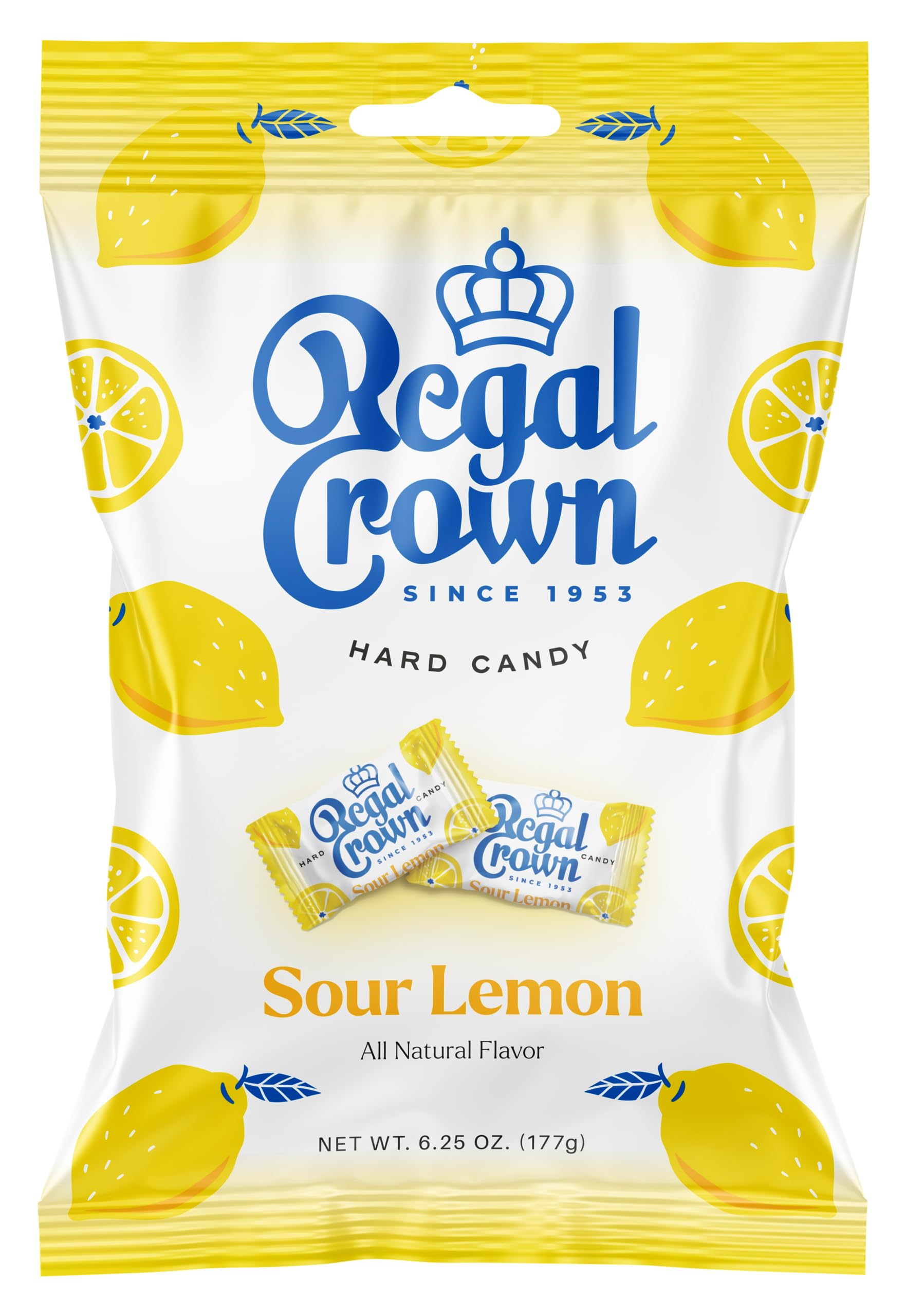 The Hampton Candy Company Regal Crown Sour Lemon Hard Candy, 6.25 Ounce Bag, Individually Wrapped