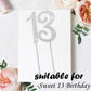Hatcher Lee Bling Crystal Rhinestone 13 Birthday Cake Topper - Best Keepsake | 13Th Party Decorations Silver