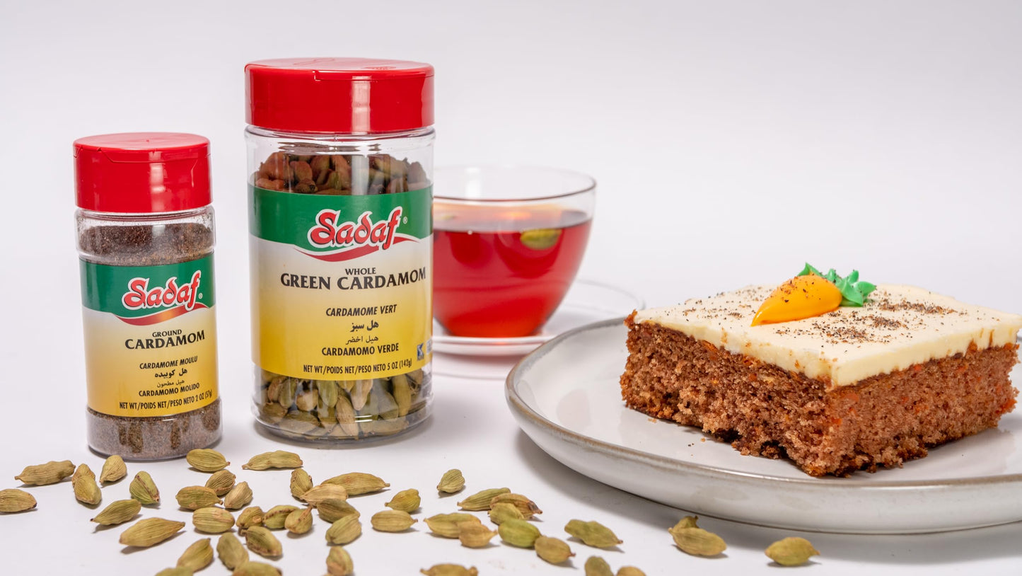 Sadaf Green Cardamom Whole - Green Cardamom Pods For Cooking And Food Seasoning - Middle Eastern Cuisine Cardamon Spice - 5 Oz B