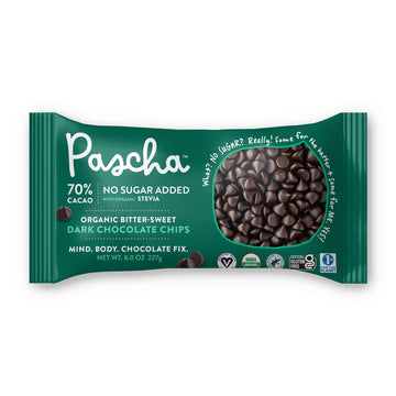 Pascha Organic Keto Sugar-Free Bitter Sweet, 70% Cacao Chocolate Baking Chips, UTZ, Gluten Free, Non GMO, Sweetened with Organic