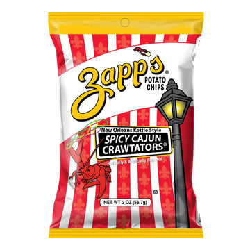 Zapps New Orleans Kettle-Style Potato Chips Cajun Crawtator Flavor (2 Oz Bags, 25 Count), Crunchy Chips With A Spicy Kick, Perfe