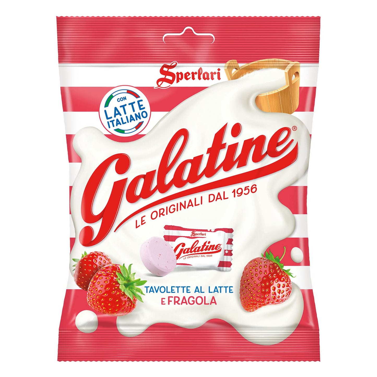 Sperlari Galatine Strawberry Milk Candy Bags  Individually Wrapped Strawberry Flavored Powdered Milk Italian small format product  115 gr / 4.05 Ounce Bag (1-Pack)