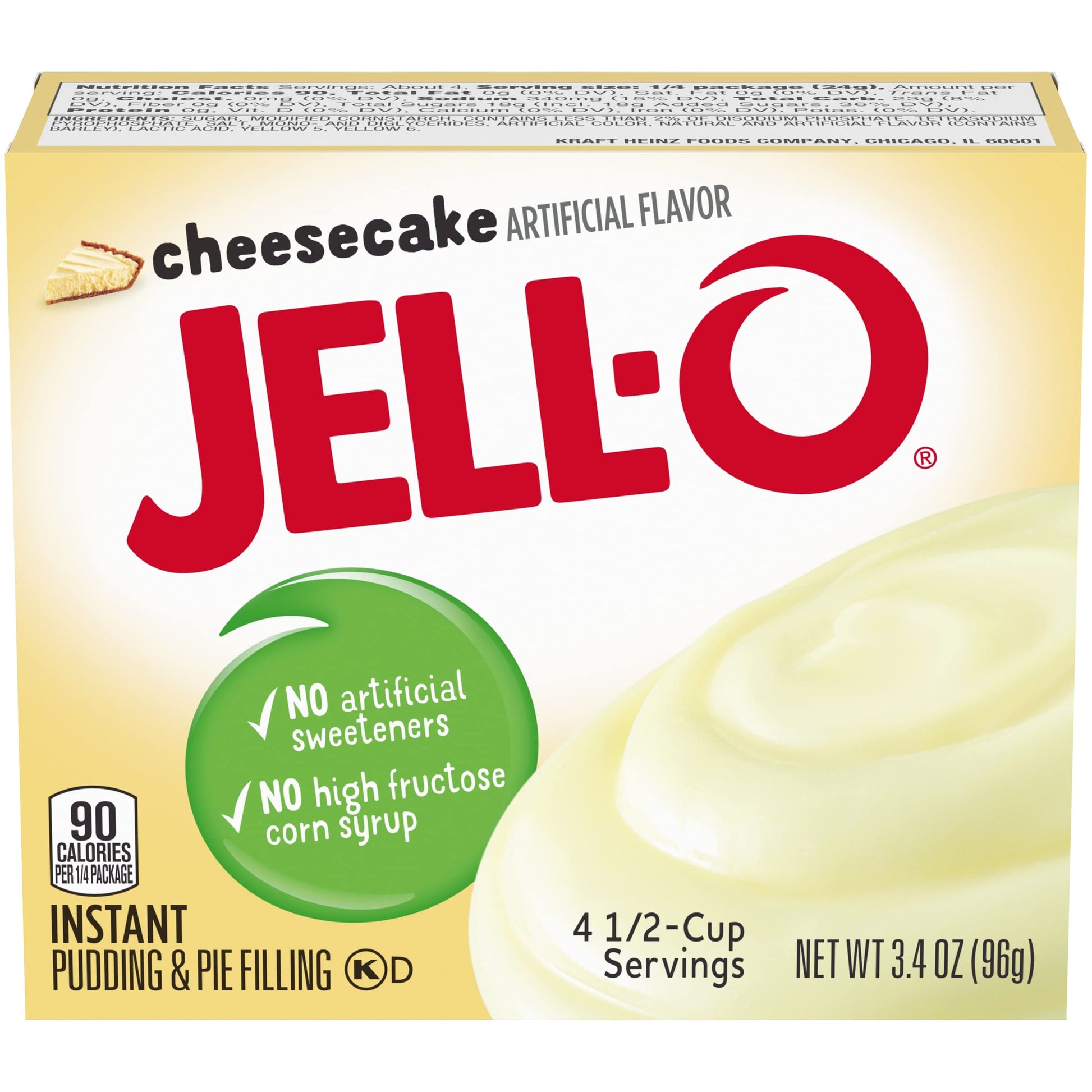 Jell-O Instant Pudding & Pie Filling, Cheesecake Flavor, 3.4 oz Boxes, 3 Pack
