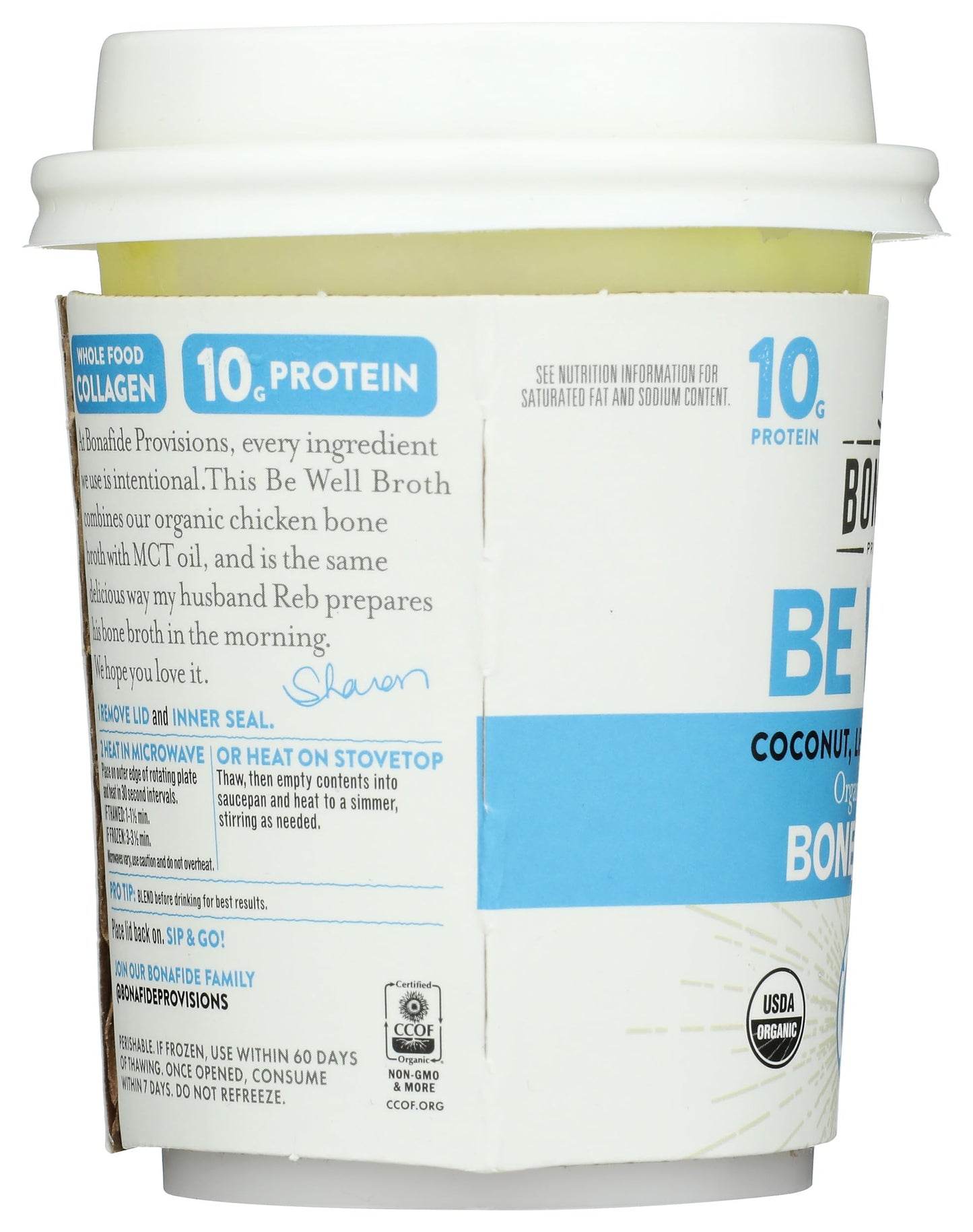 Bonafide Provisions Fresh Organic Lemon, Turmeric and Coconut Keto Broth, Frozen 8 fl oz - Gluten-Free, Grain-Free, Dairy Free P
