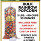 Rainbow Popcorn-Pops Corn - Gourmet Popcorn Bulk/Wholesale Popcorn - 5 Gal-80 Cups-95 Oz-Free Sanitary Scooper & 20 Gift Bags In