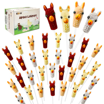 32 Pack Alpaca Lollipops Candy Suckers - Farm Animal Themed Party Occasions, Llama Candy Lollipops Individually Wrapped Bulk, A 