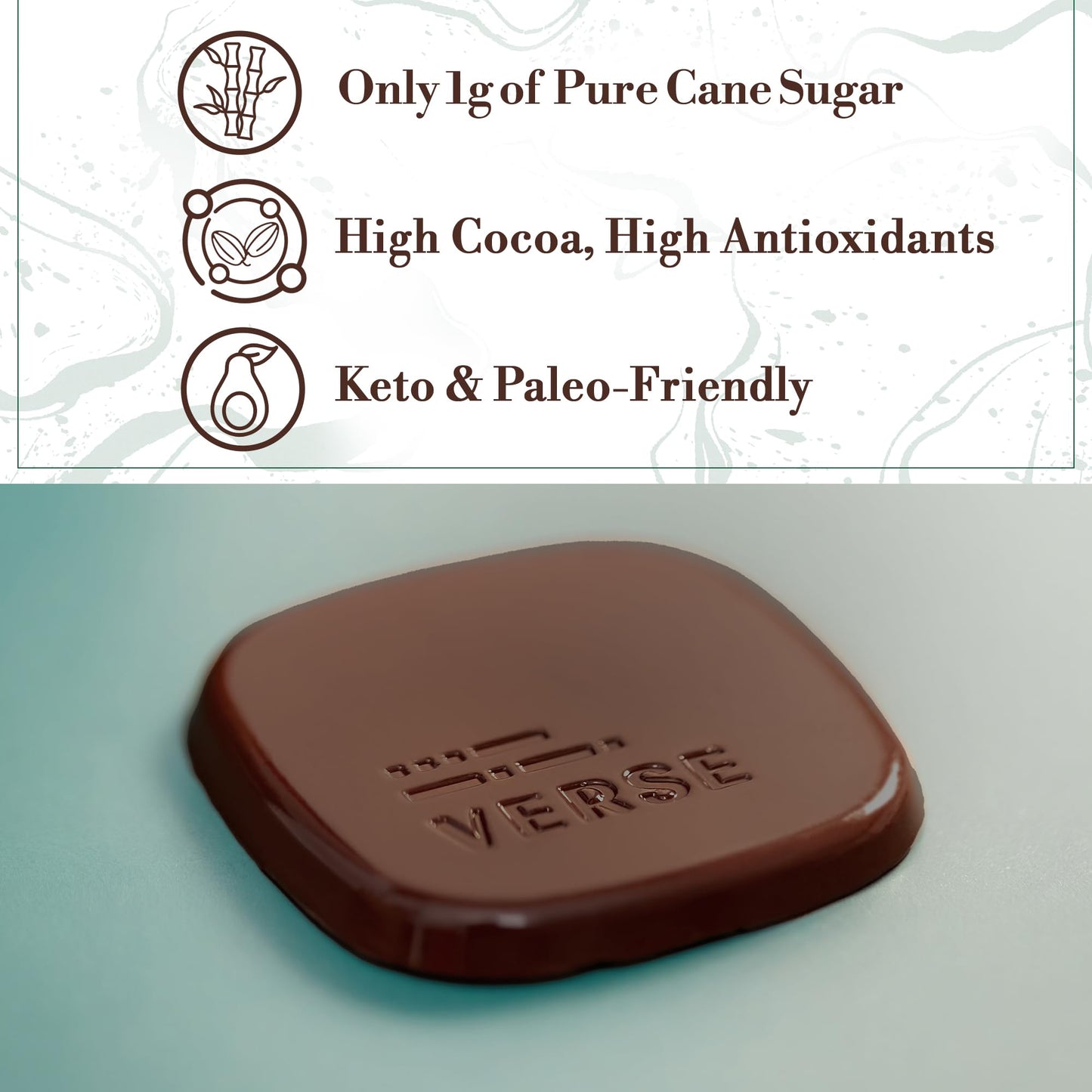 Verse 90% Dark Chocolate Squares - Only 1g Cane Sugar - Creamy Dark Cocoa - Individually Wrapped Cacao Chocolate Squares (9 Count  2 Pack)