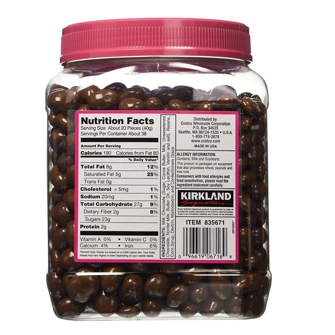 Kirkland Signature Chocolate Covered Raisins, 54 Oz, Delicious Snack Treat