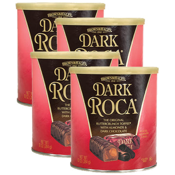 Brown & Haley Almond DARK ROCA Canister, Buttercrunch Toffee with Dark Chocolate, 10 Ounce (Pack of 4)