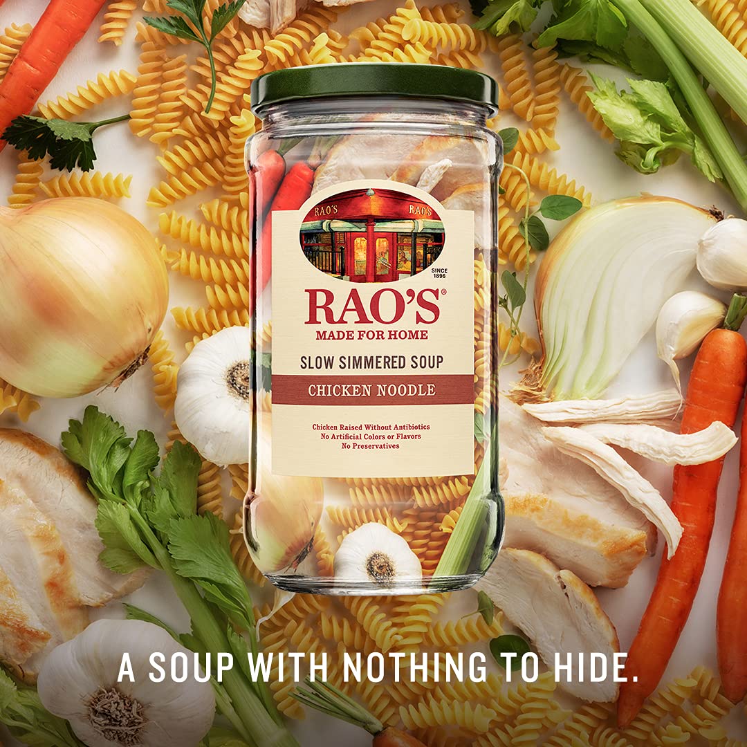 Raos Homemade Chicken Noodle Soup, 16oz, Real Vegetables, Traditional Italian Heat and Serve Soup