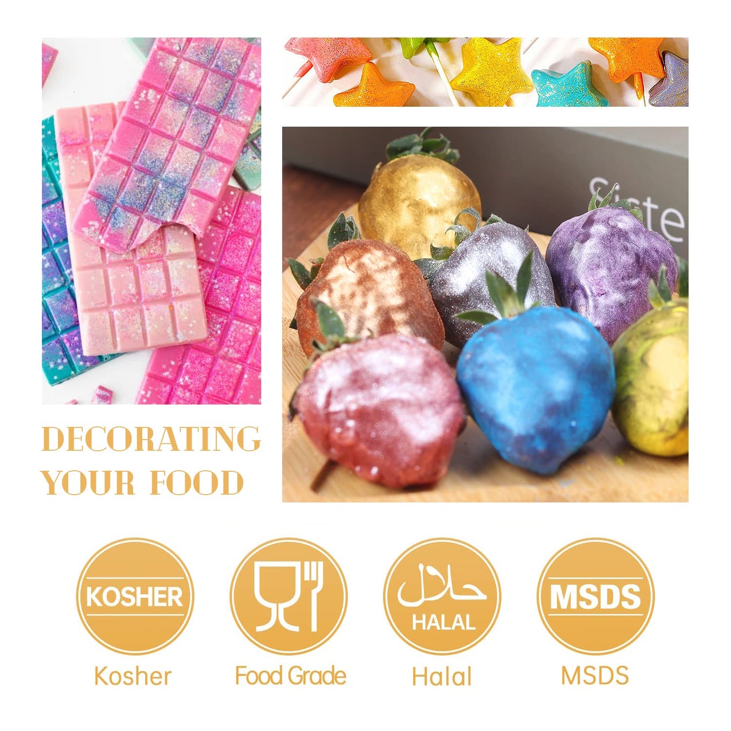 Sujoygar Edible Glitter Powder for Baking, White Luster Dust, 4g Size, Ideal for Cakes, Cupcakes, and Cocktails
