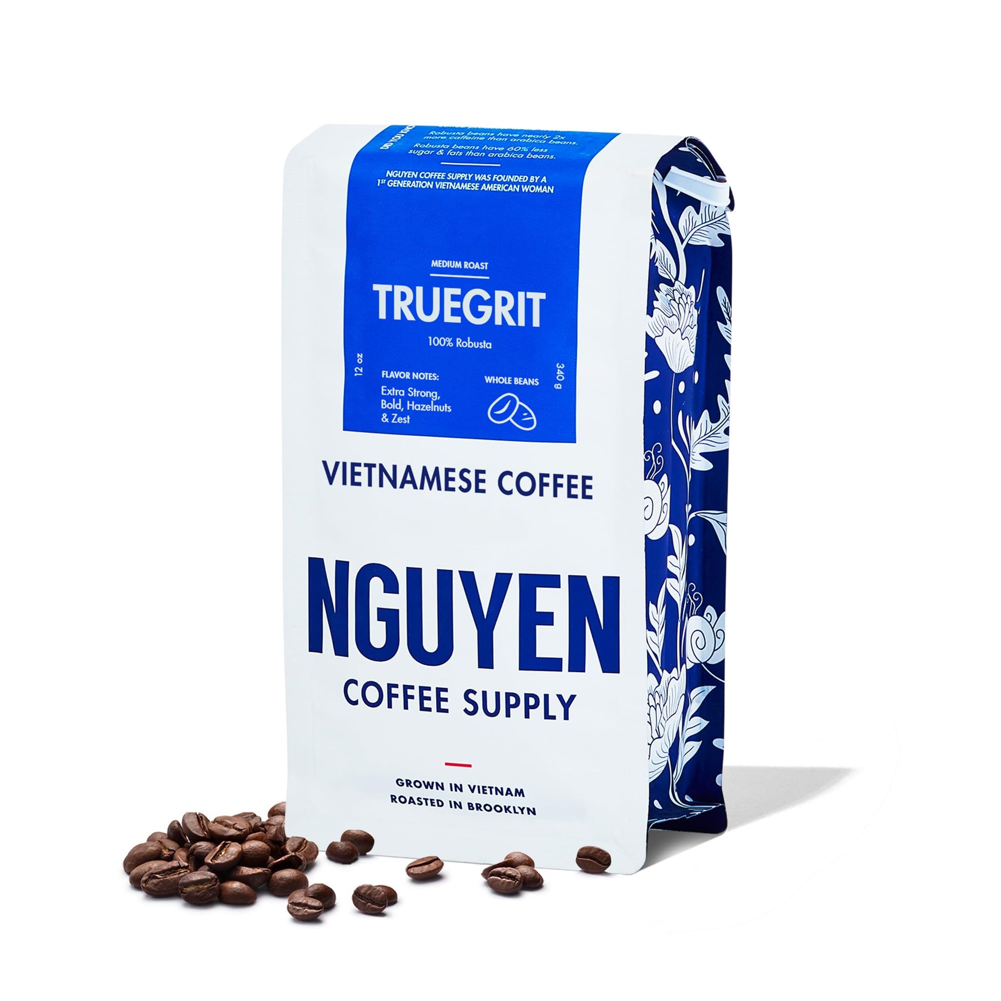Nguyen Coffee Supply Truegrit Robusta Medium Roast Whole Coffee Beans 12 oz Bag
