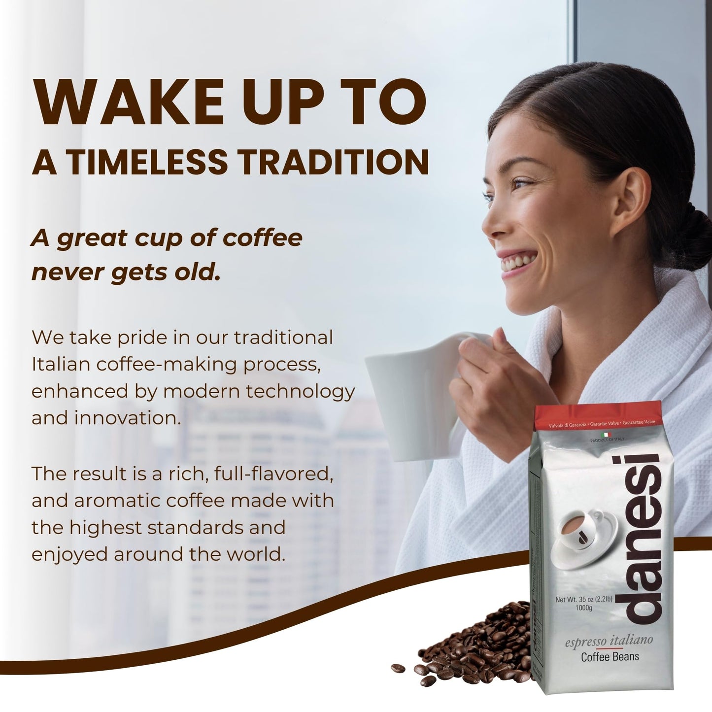 Danesi Caffe Italian Coffee Beans (Whole Roasted Coffee Beans For Espresso) - Espresso Coffee Beans (Medium Roast Whole Bean) Co