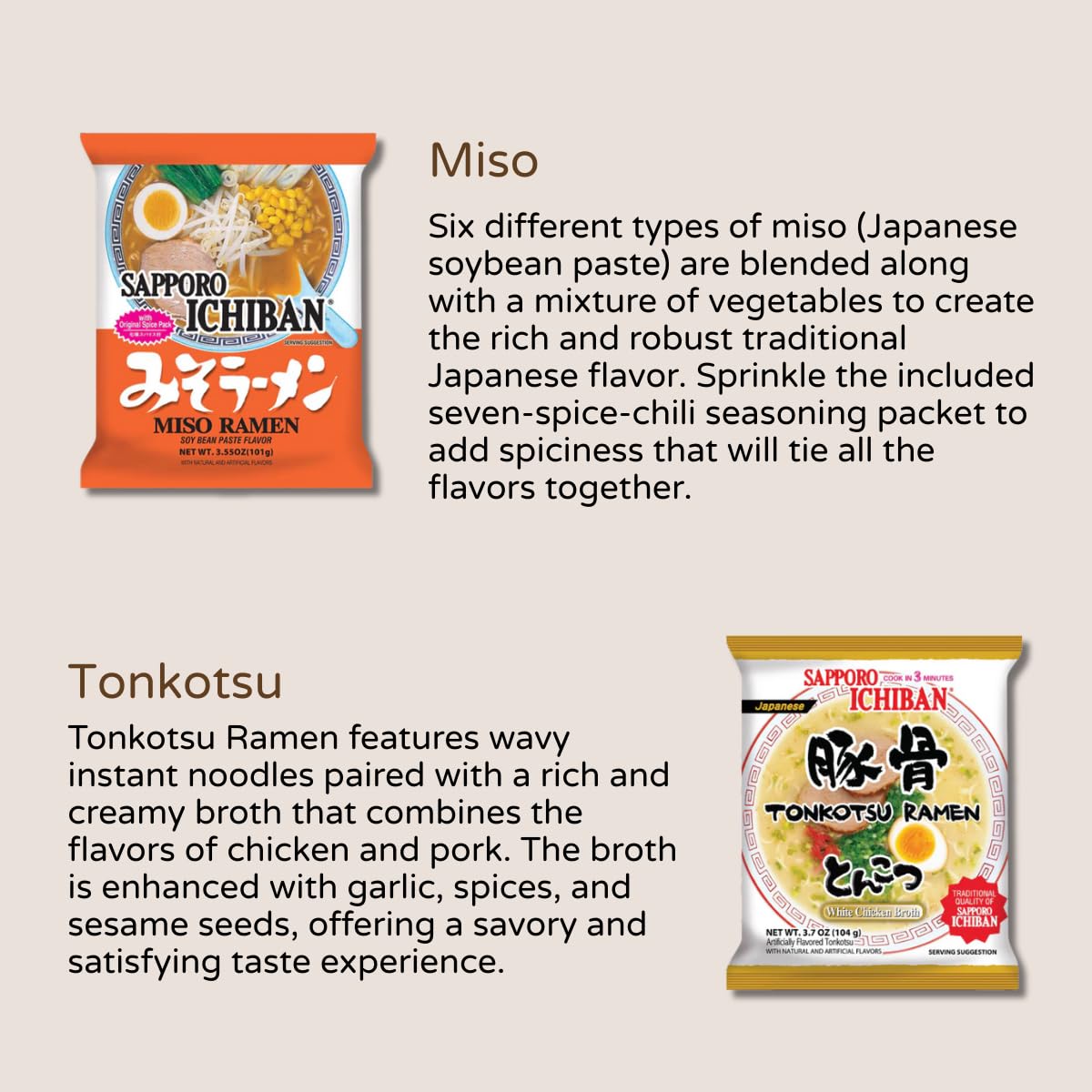 Japanese Sapporo Ramen Noodles Variety Pack, 4 Authentic Flavors, Original, Chicken, Tonkotsu, And Miso Ramens Soup, 6 Pack Per