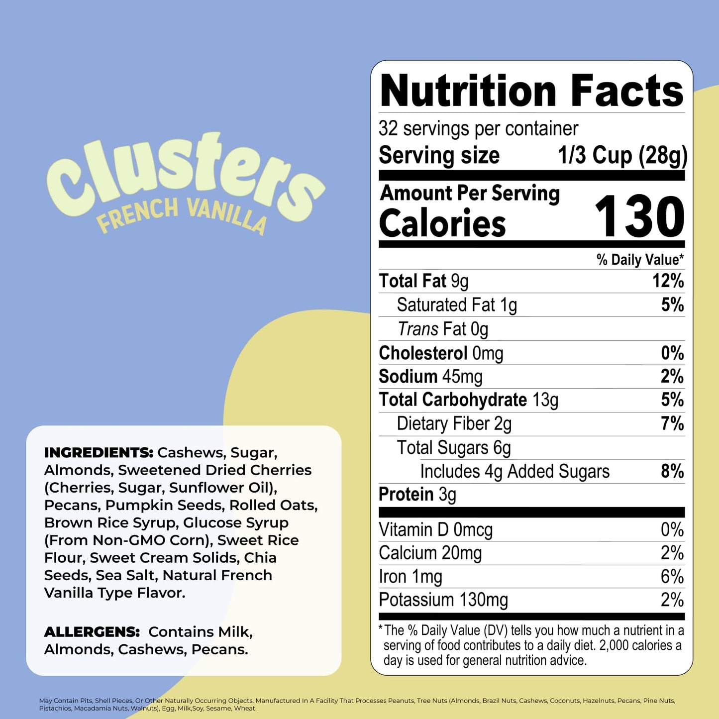 Natures Garden French Vanilla Clusters, 32oz Pouch - Chunky Nut, Seed & Cherry Snack Bites - Gluten-Free, Kosher, Nutrient-Dense