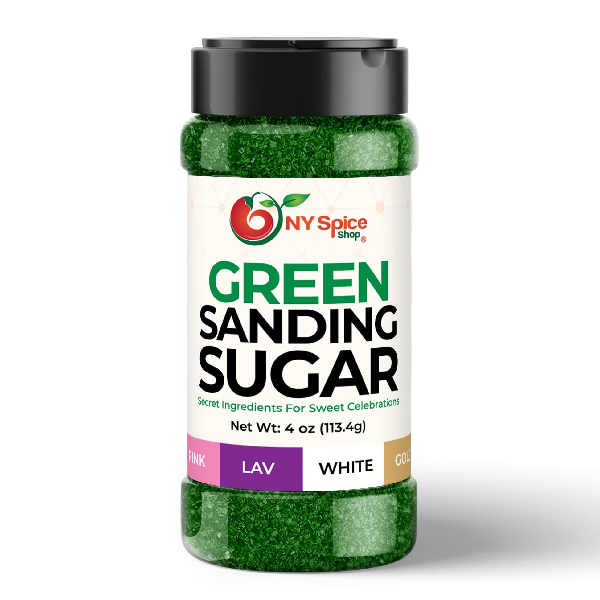 NY Spice Shop Green Sanding Sugar for Memorial Day - 4 Ounce Sweet Colorful Edible Sprinkles For Candy Dish - Chocolate Sprinkle