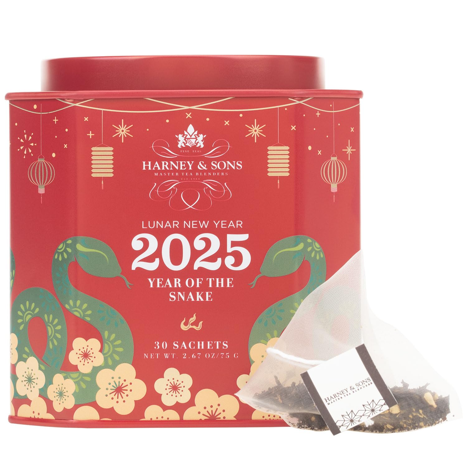 Harney & Sons Lunar New Year 2025 Tea, Year of the Snake, Great for Birthdays, Anniversaries, Black tea with toasted rice, cocon