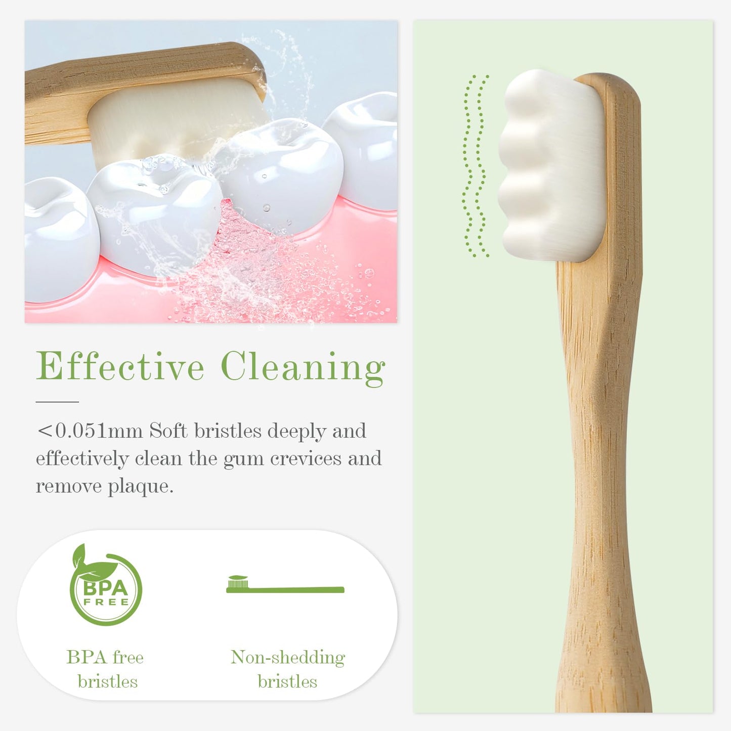 Daletu Bamboo Toothbrush, Biodegradable Toothbrushes Extra Soft Bristles, 20000 Soft Natural Bristle Toothbrush, Eco Friendly To