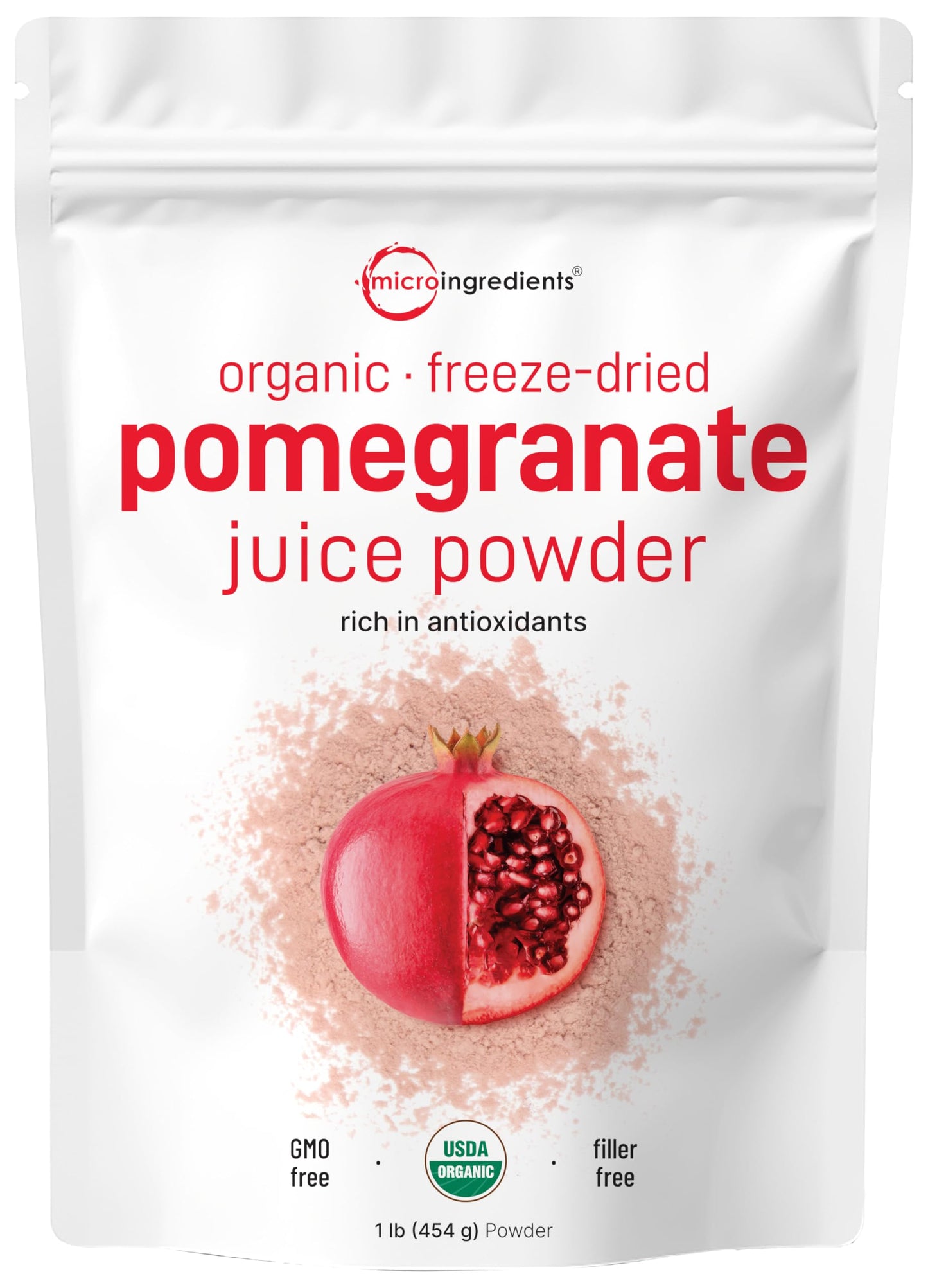 Organic Pomegranate Juice Powder, 1 Pound | 100% Natural Fruit Powder | Freeze Dried & Cold Pressed | No Sugar & Additives | Gre
