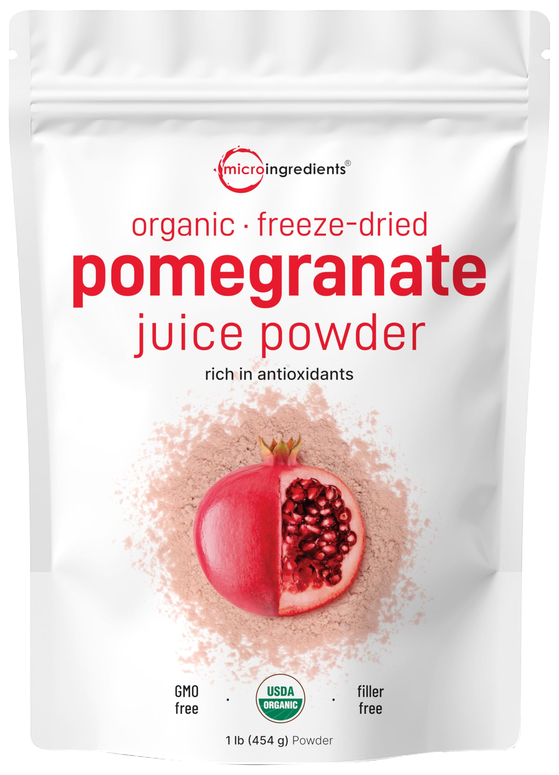 Organic Pomegranate Juice Powder, 1 Pound | 100% Natural Fruit Powder | Freeze Dried & Cold Pressed | No Sugar & Additives | Gre