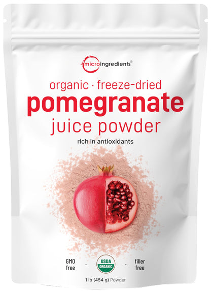 Organic Pomegranate Juice Powder, 1 Pound | 100% Natural Fruit Powder | Freeze Dried & Cold Pressed | No Sugar & Additives | Gre
