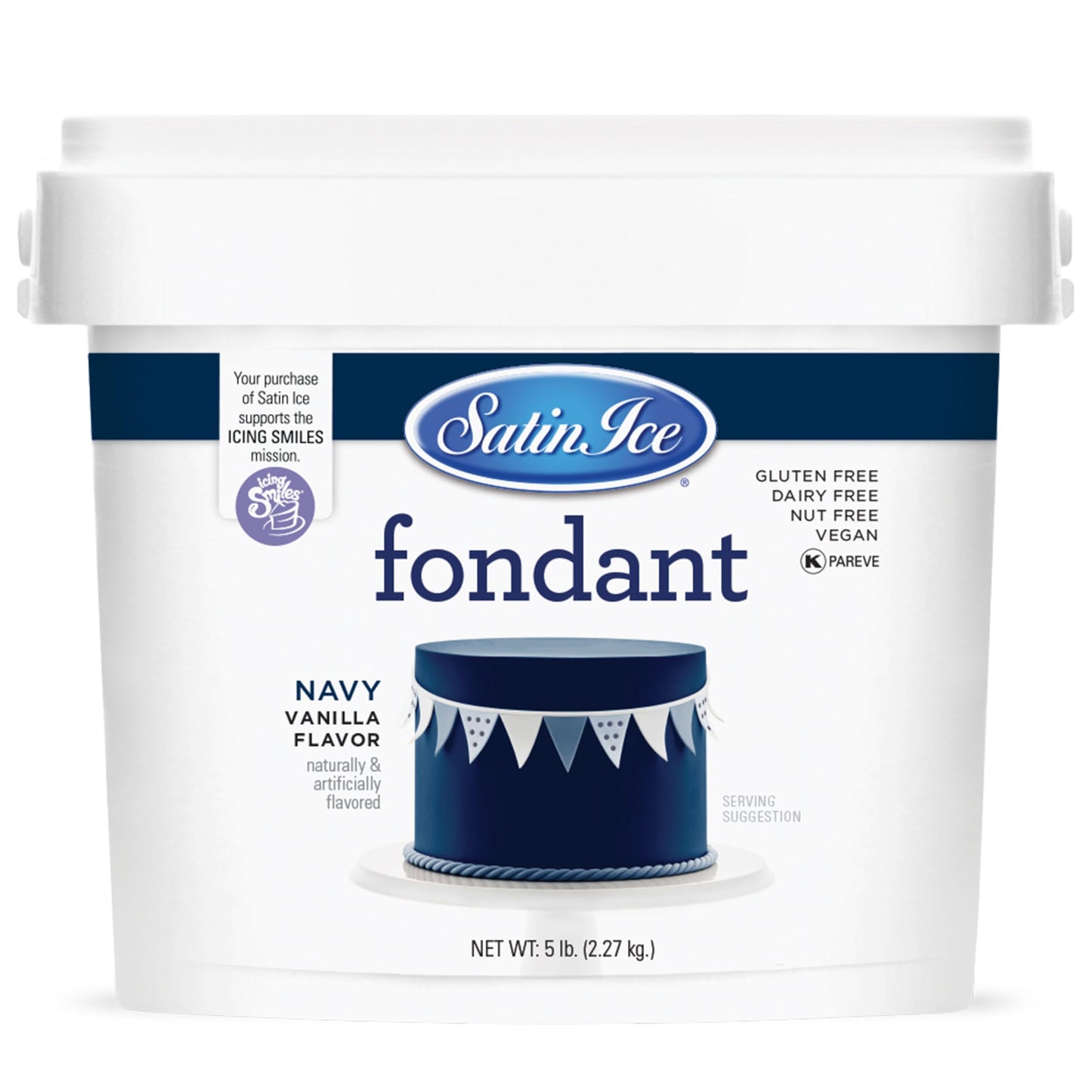Satin Ice Navy Fondant, Vanilla, 5 Pounds - Ideal for Cake Decorating and Fondant Art