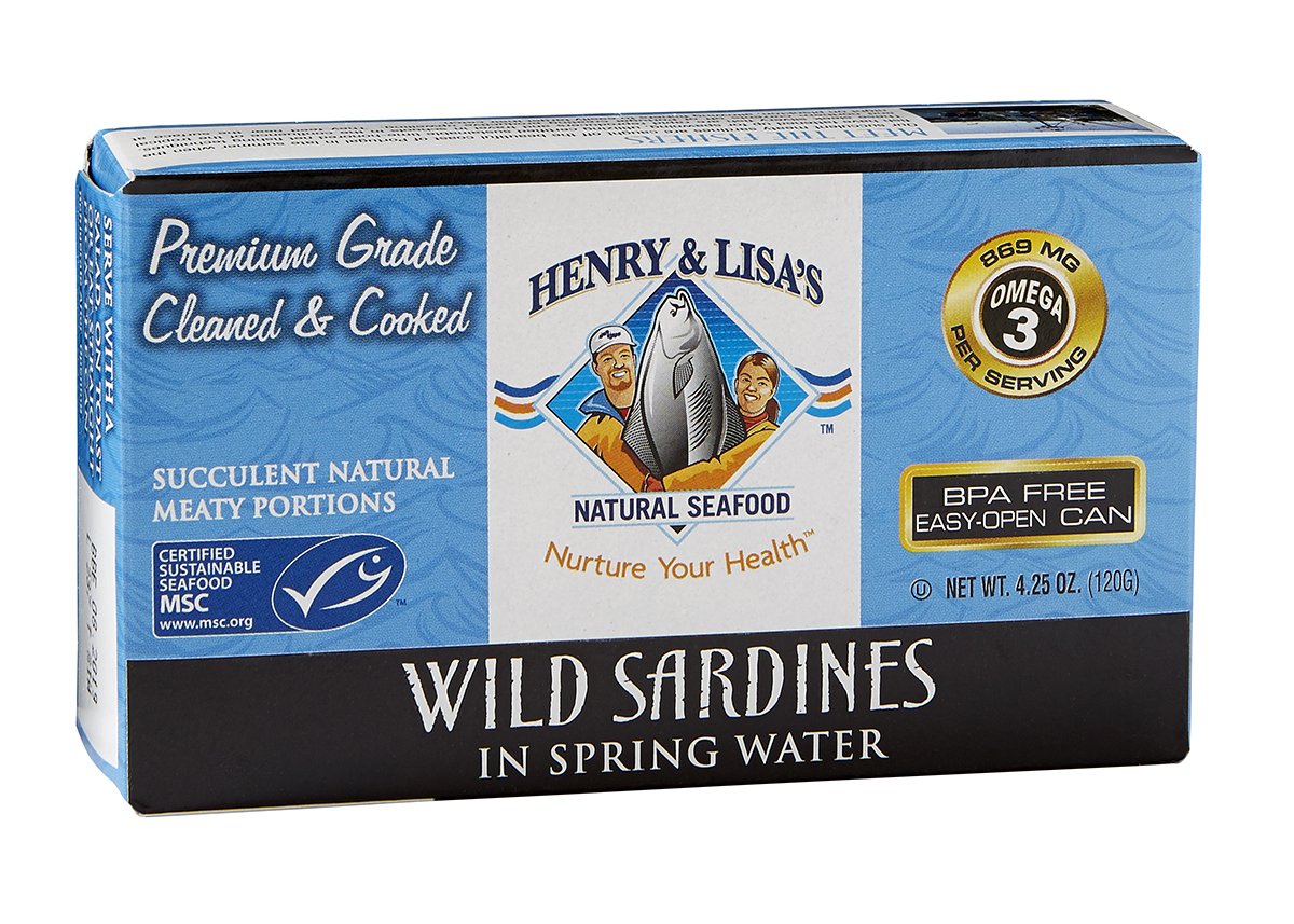 Henry & Lisas Natural Seafood Wild Sardines In Spring Water 4.25 Ounce (Pack Of 12)