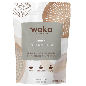 Waka Instant Black Tea Mix, Kenyan - 100% Tea Leaves, No Additives, Unsweetened Tea Powder In Bulk Pouch - Easy Quick Hot And Ic